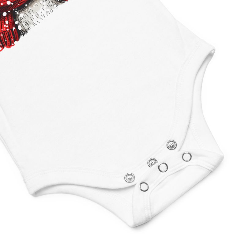 Baby Short Sleeve One Piece, 3-24 Months, Mouse wearing red winter hat and scarf in the snow, xg8dl3