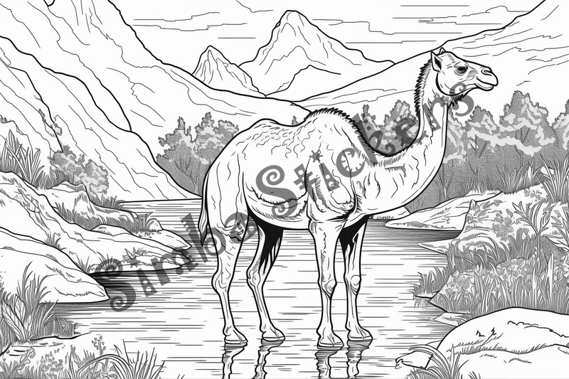 Colouring pages, bundle of camels, 25 images 2