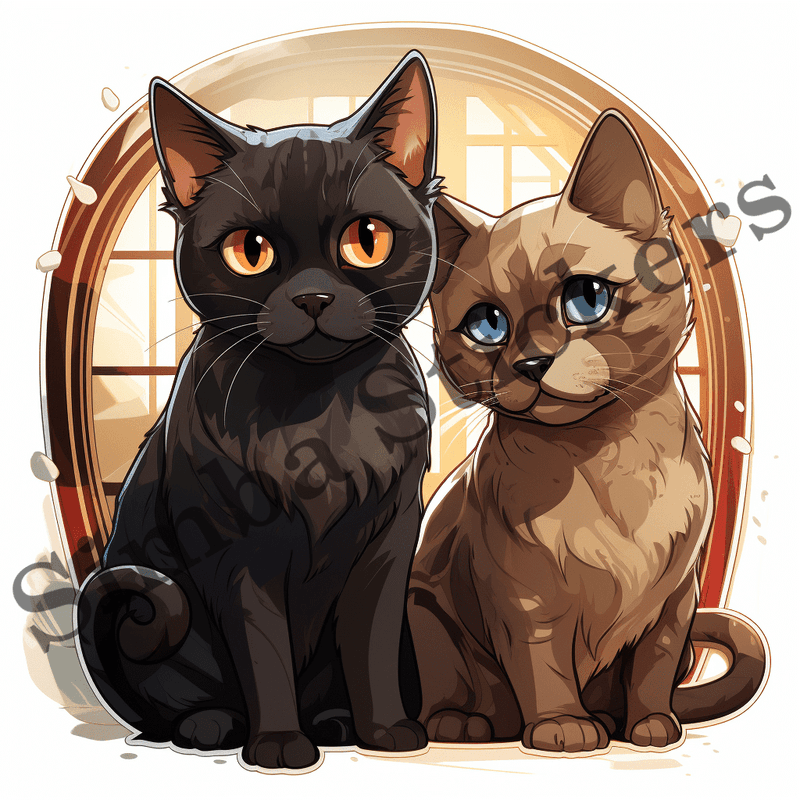 Burmese cats in love, image set, 10 images