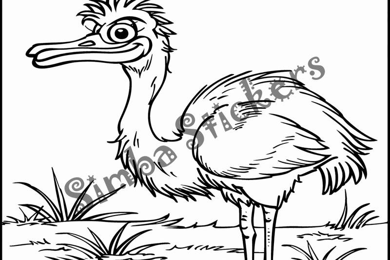 Colouring pages, bundle of ostriches, 25 images