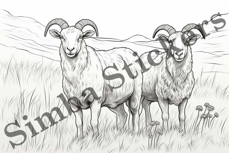 Colouring pages, Bundle of goats, 25 images