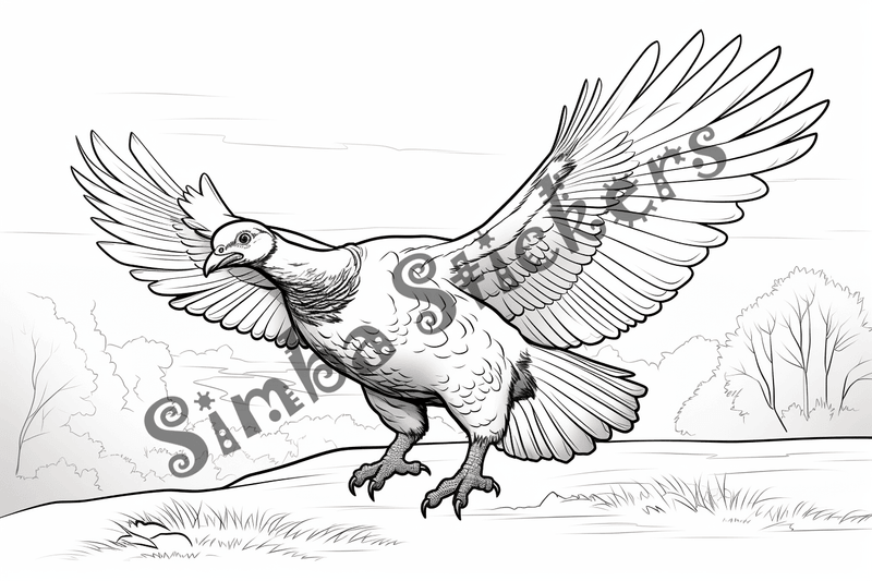 Colouring pages, bundle of turkeys, 50 images