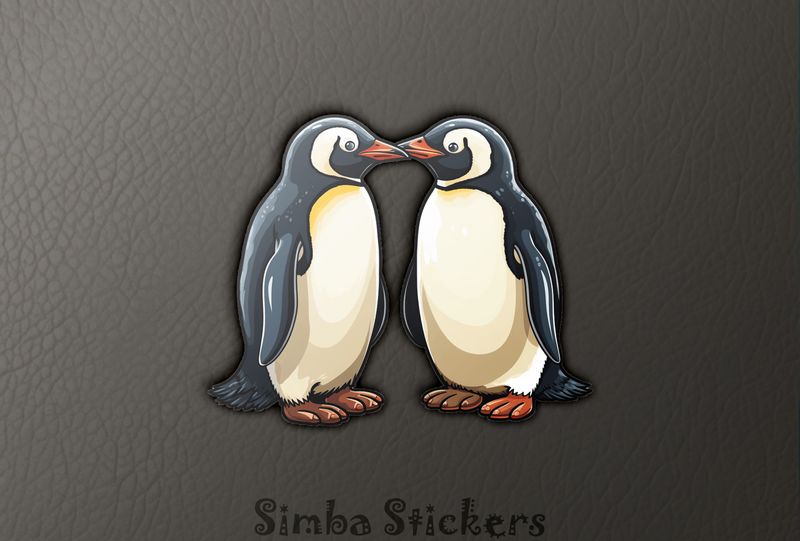Penguins in love beak-to-beak, watercolour, eiowwf