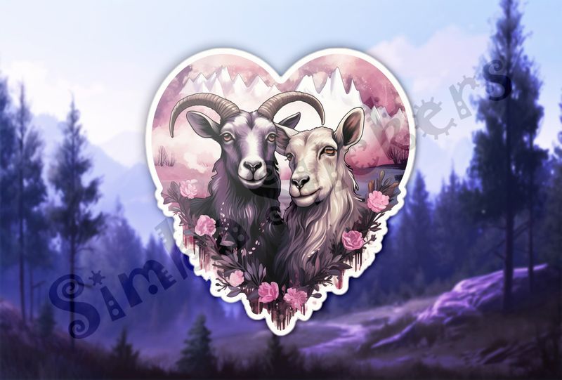 Goats in love, in heart shape