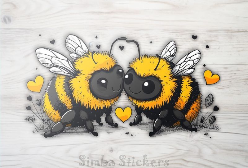Bees in love cheek-to-cheek