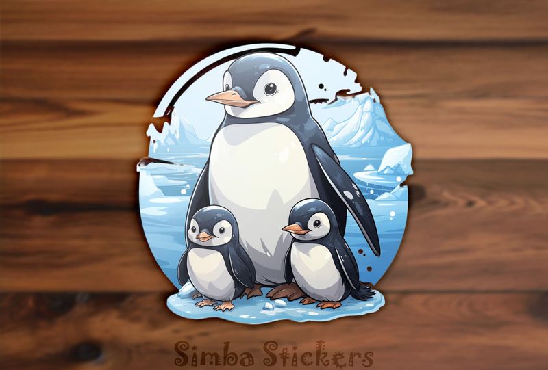 Mother penguin with younglings, ngrmjz