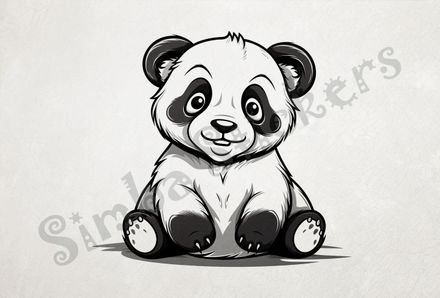 Panda looking cute, sitting, outline art, gdrr7i