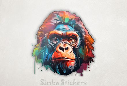 Gorilla face, colourful watercolour, 66qemc