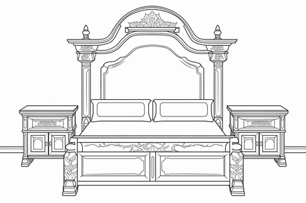 Colouring pages, bundle of house bedrooms, simple, 10 images