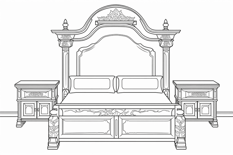 Colouring pages, bundle of house bedrooms, simple, 10 images