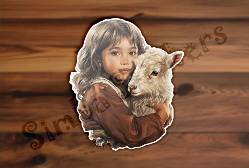 Goat kid held by  girl of Asian origin