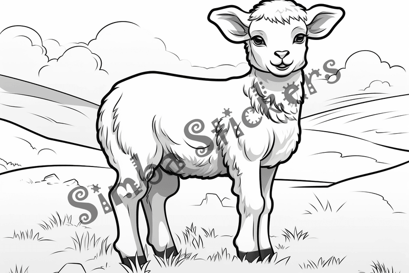 Colouring pages, bundle of singular sheep, 10 images