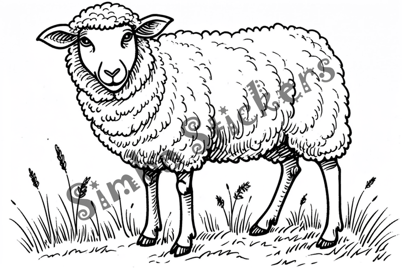 Colouring pages, bundle of singular sheep, 10 images