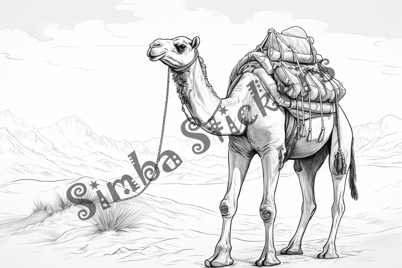 Colouring pages, bundle of camels, 25 images