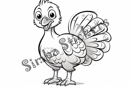 Colouring pages, bundle of individual turkey poults, 10 images
