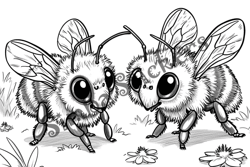 Colouring pages, bundle of bees, 25 images
