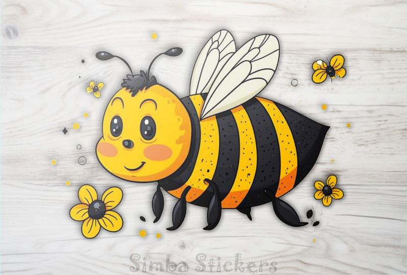 Bee among yellow flowers