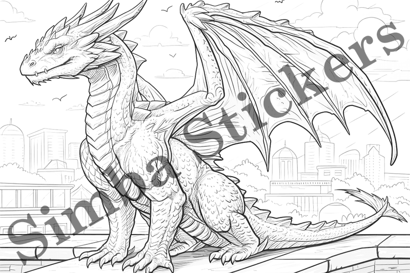 Colouring pages, bundle of dragons, 25 images