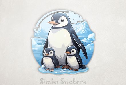 Mother penguin with younglings, ngrmjz
