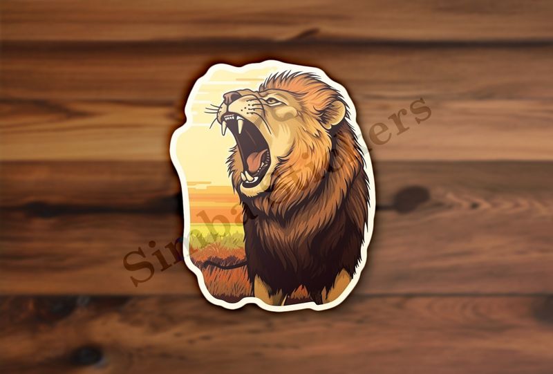 Male lion roaring  