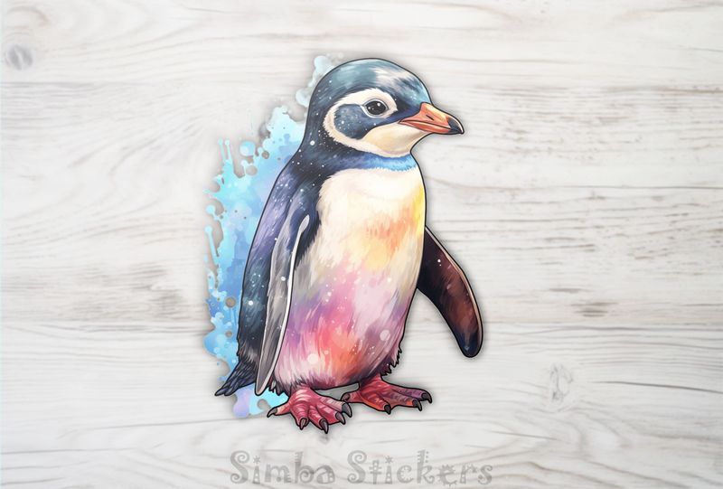 Penguin standing upright, watercolour, y7irwb