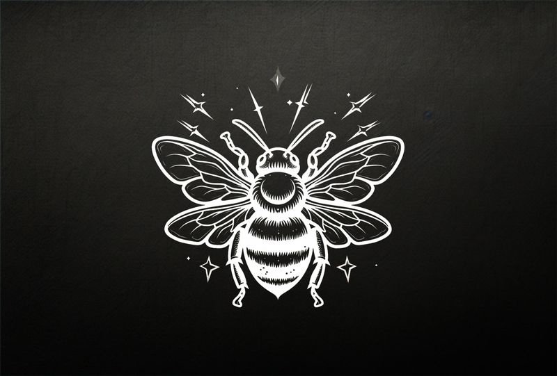 Bee from above, outline art