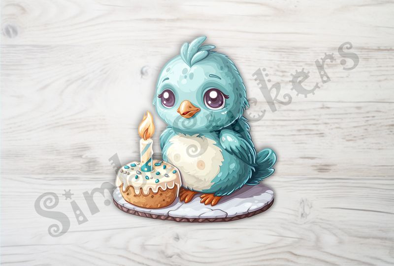 Melancholic Chick about to blow out birthday candle