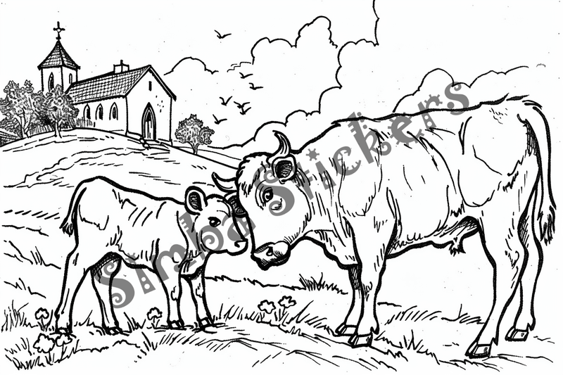 Colouring pages, bundle of cattle, 50 images