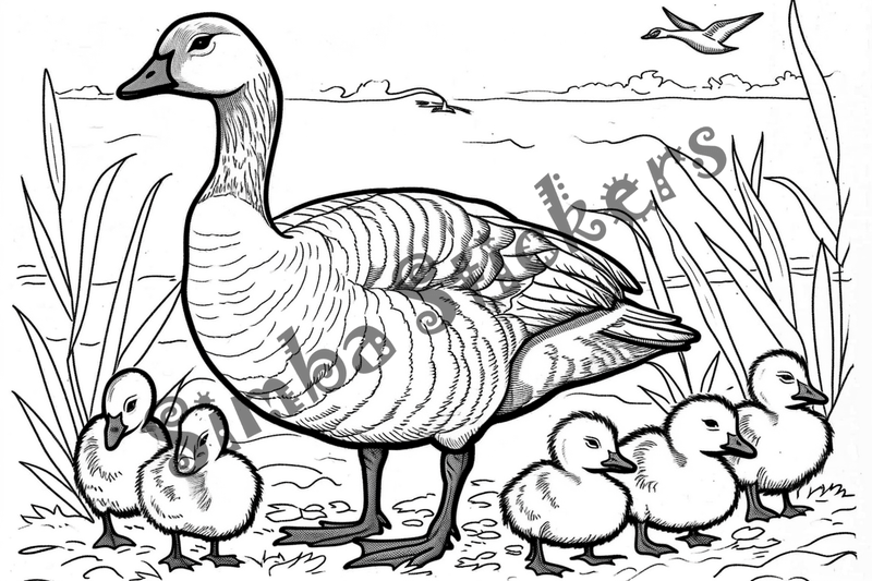 Colouring pages, bundle of geese, 25 images