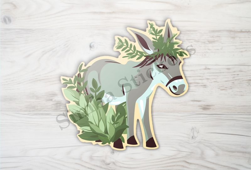 Donkey in leaves