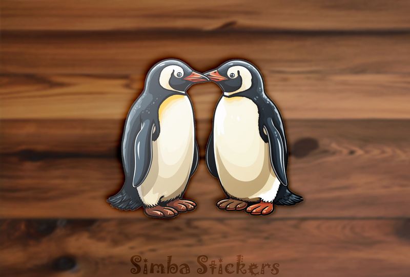 Penguins in love beak-to-beak, watercolour, eiowwf
