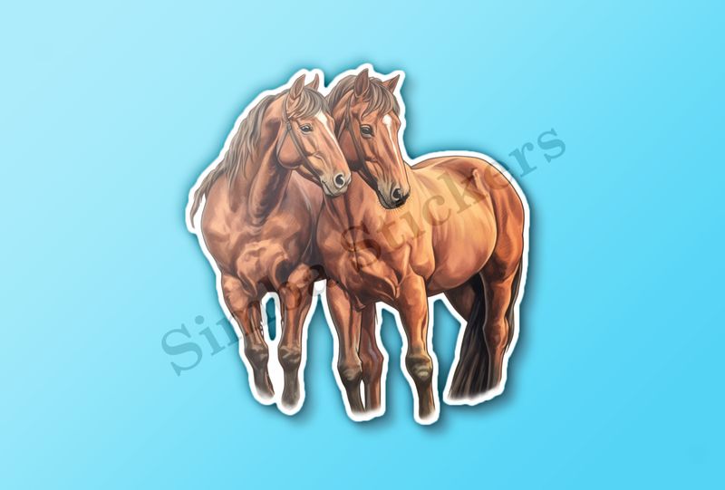 Two brown horses