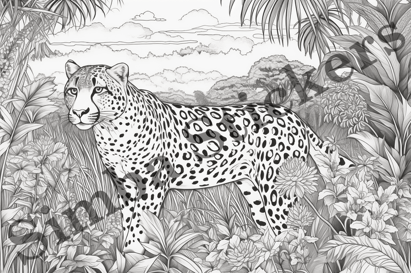 Colouring pages, Bundle of cheetahs, 25 images