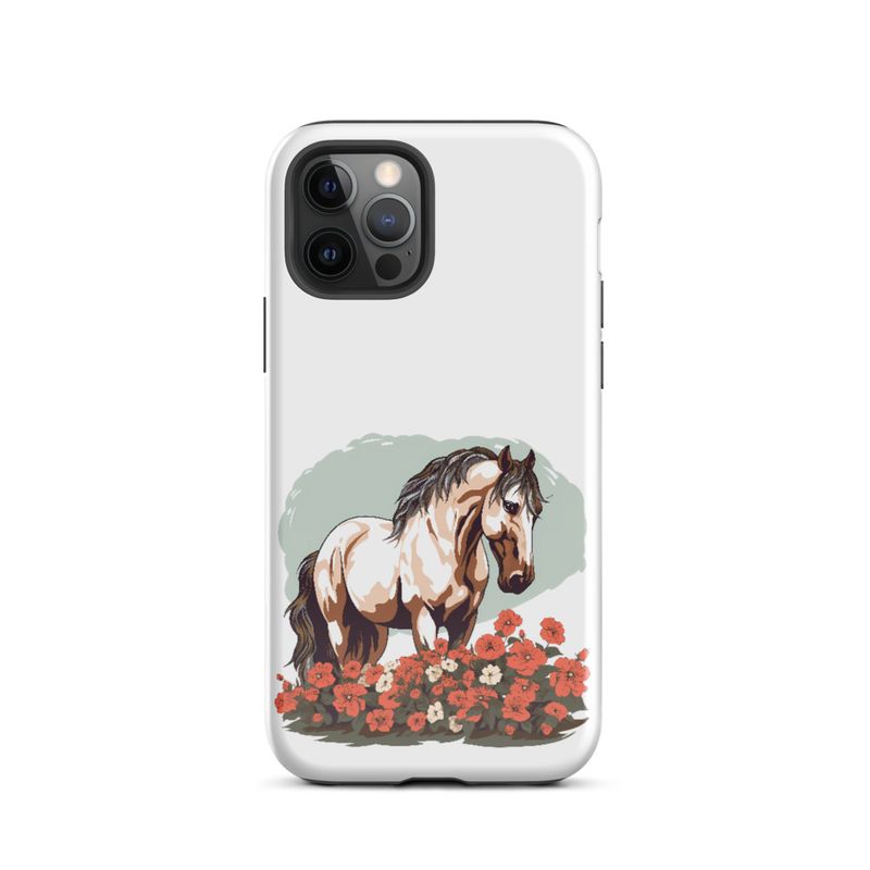 Tough Case for iPhone, Brown horse in field of red flowers, n4w2fj