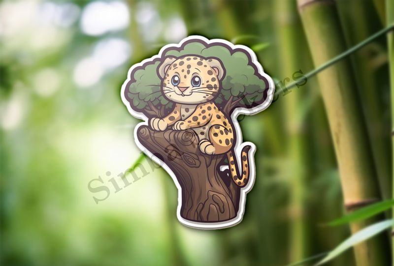 Leopard cub in a tree