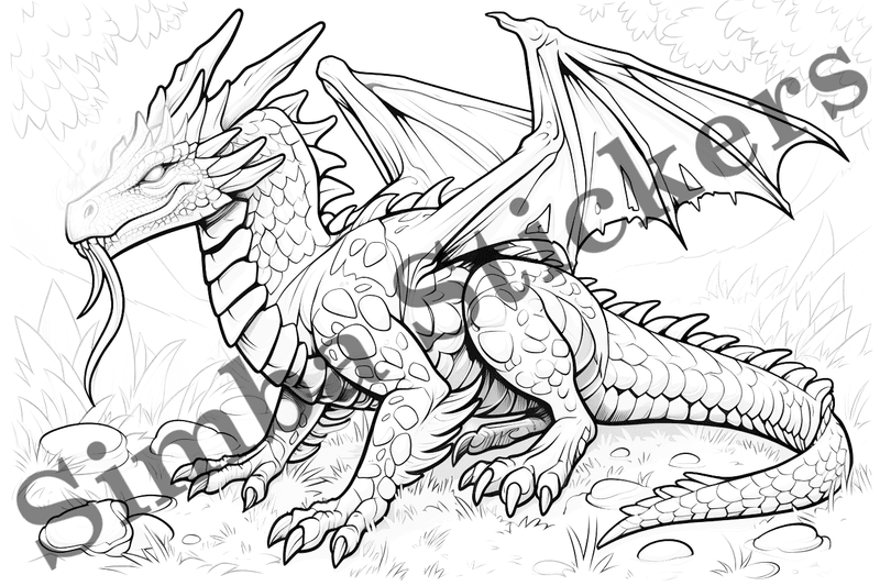Colouring pages, bundle of dragons, 25 images
