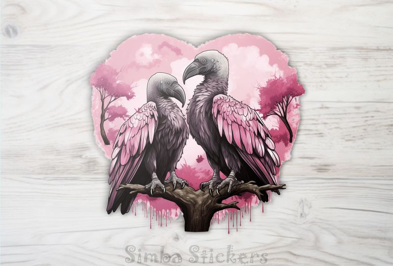 Vultures in love in Valentine&#x27;s heart frame, r1n8ac