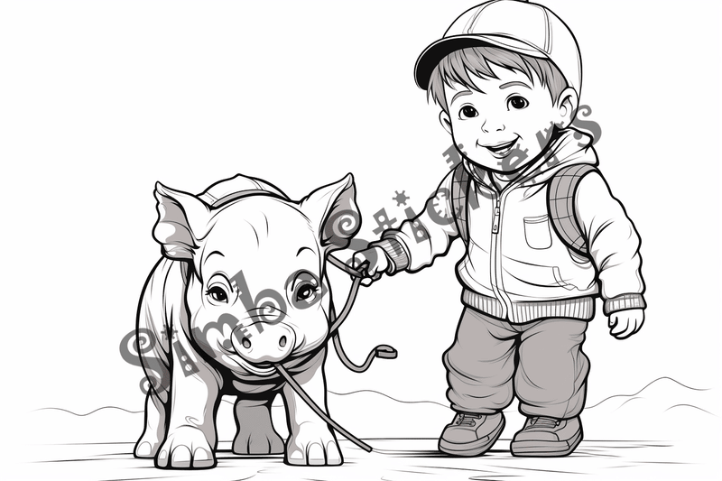 Colouring pages, bundle of pigs, 25 images