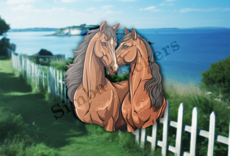 Two brown horses snuggling, tdwcyd