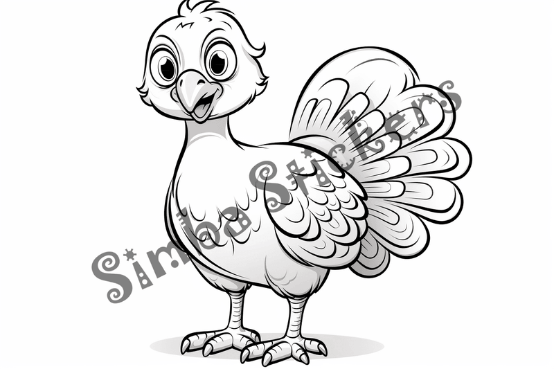 Colouring pages, bundle of turkeys, 50 images