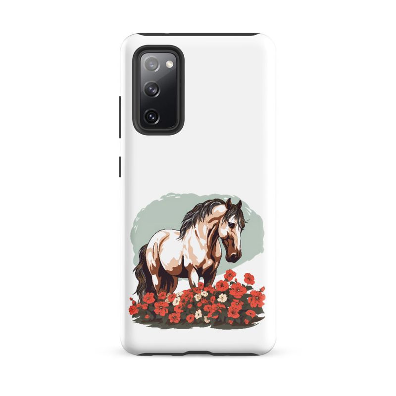 Tough Case for Samsung, Brown horse in field of red flowers, n4w2fj