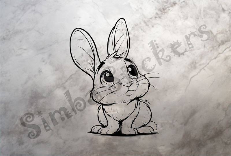 Hare looking frightened, outline art