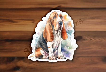 Basset Hound dog, watercolour