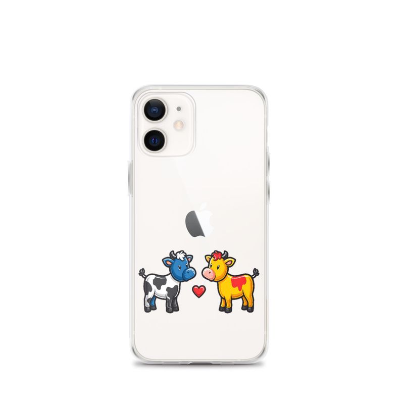 Clear Case for iPhone, Cattle, bull and cow in love, both colourful, zbyzzs