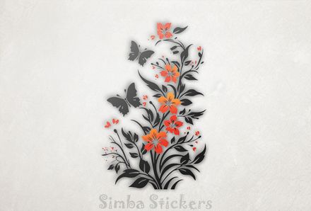 Black butterfly among orange flowers, outline art, mtipdr