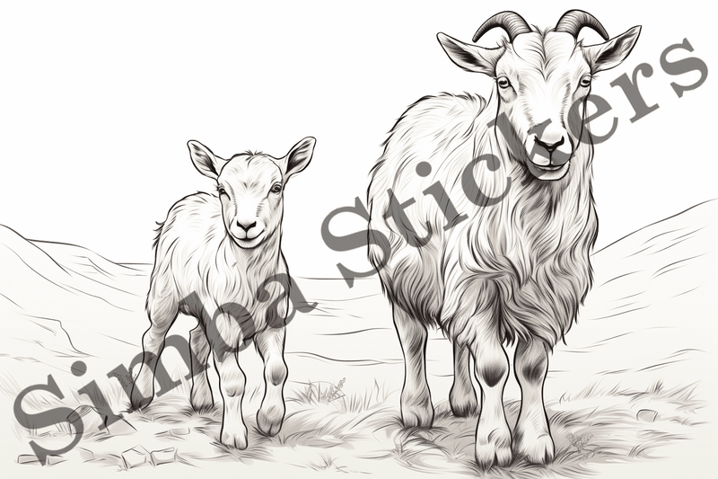 Colouring pages, Bundle of goats, 25 images