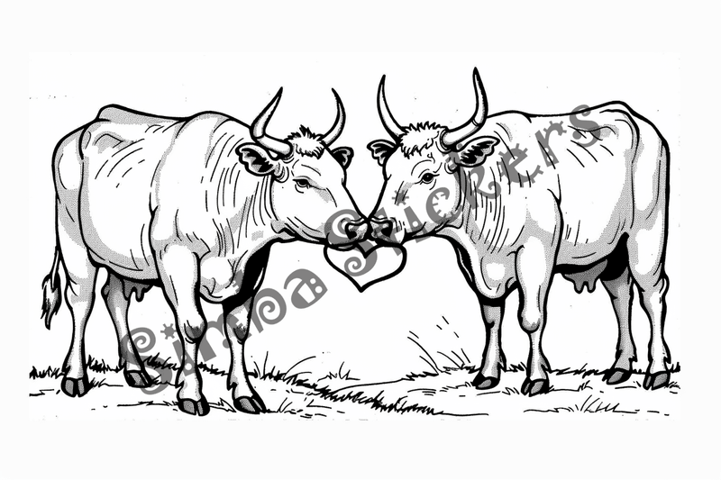 Colouring pages, bundle of cattle in love, 25 images
