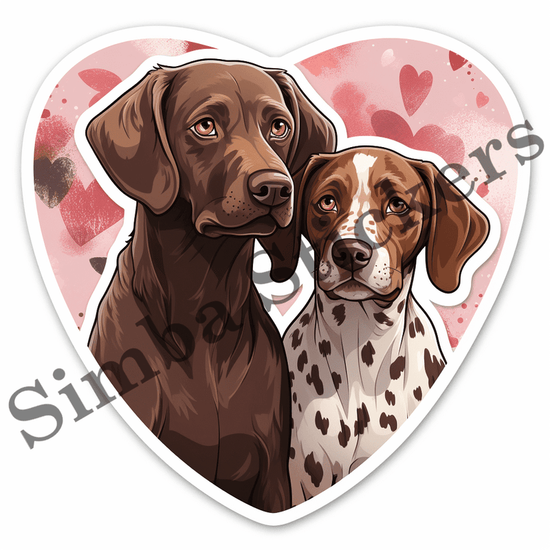 German Shorthaired Pointer dogs in love, image set, 10 images