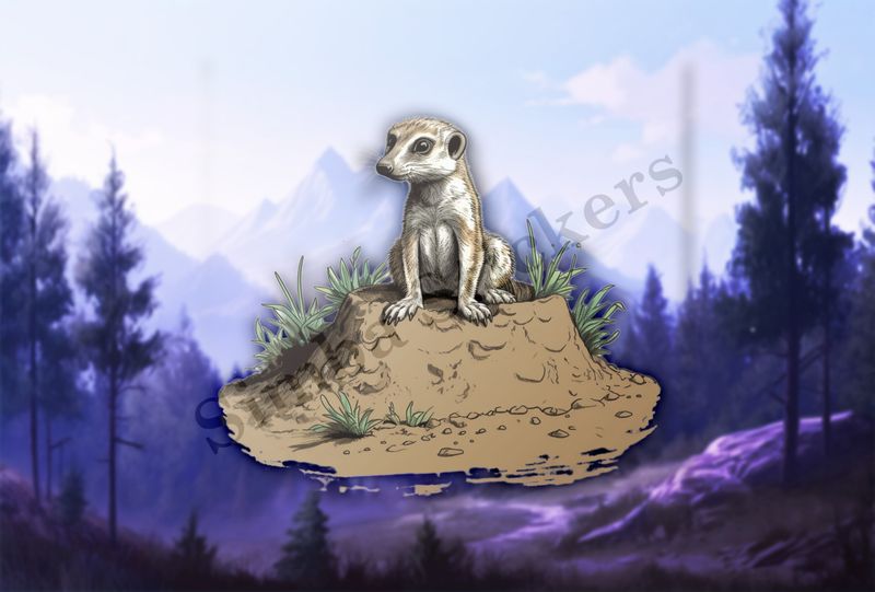 Meerkat on top of a hole