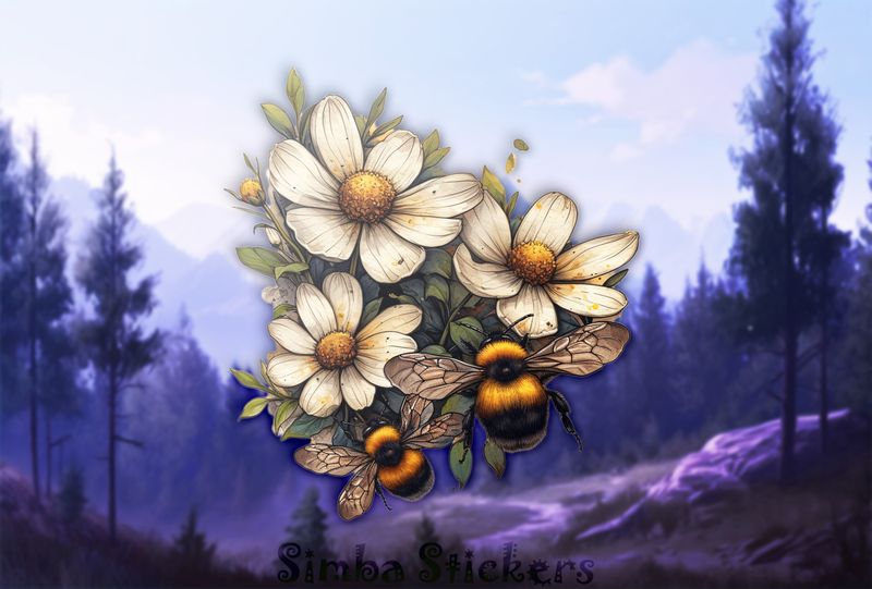 Bees on top of white flowers
